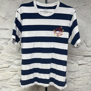 SPRZ NY x Keith Haring Embroidered Striped Cotton MoMA Special Edition T Shirt